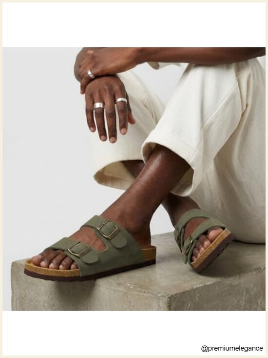Cork Footbed Sandals with Adjustable Buckle - Genuine Leather Insole, Vegan main image 2